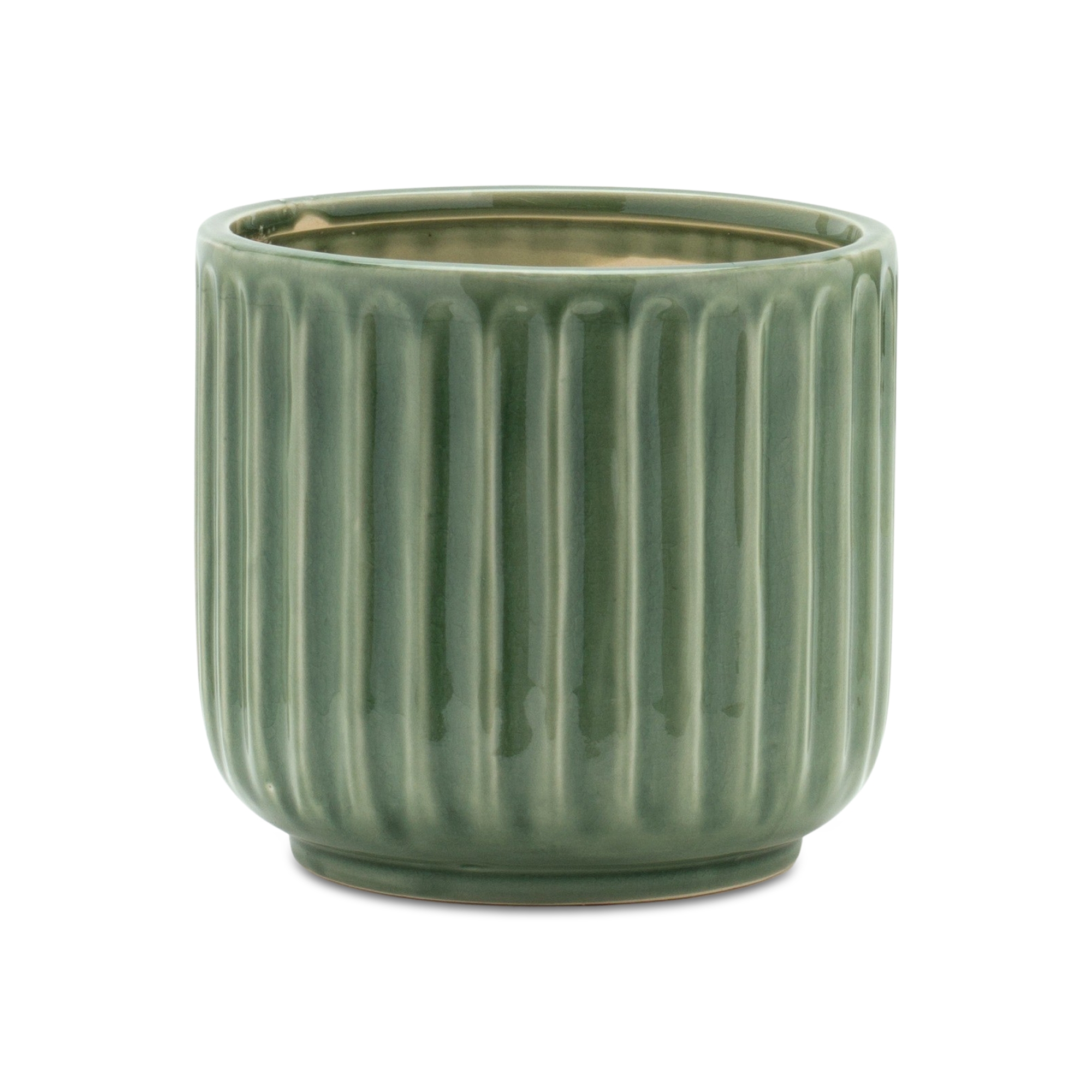 Green Ribbed Terra Cotta Pot Planter (Set of 3) - Image 3