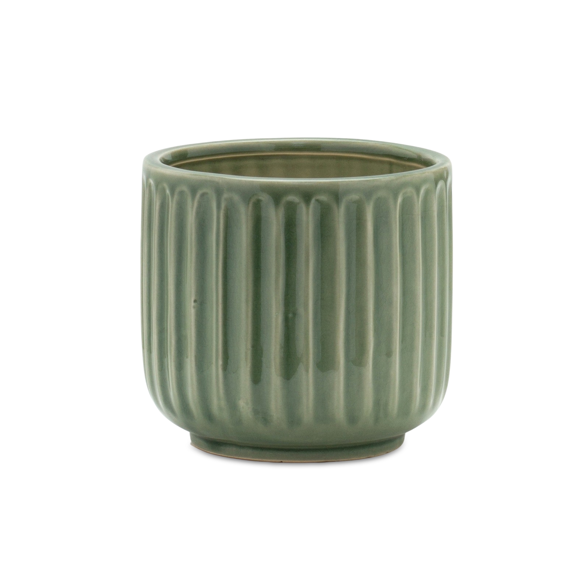 Green Ribbed Terra Cotta Pot Planter (Set of 3) - Image 4