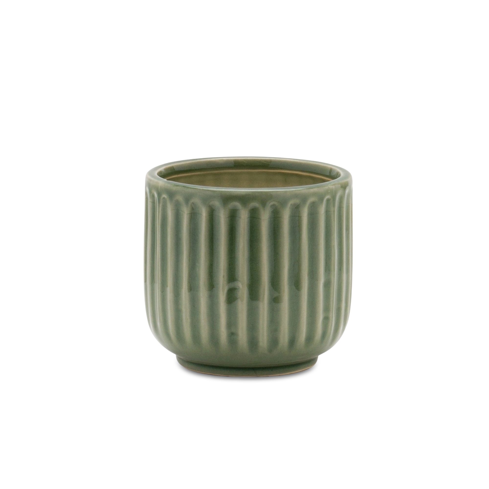 Green Ribbed Terra Cotta Pot Planter (Set of 3) - Image 5