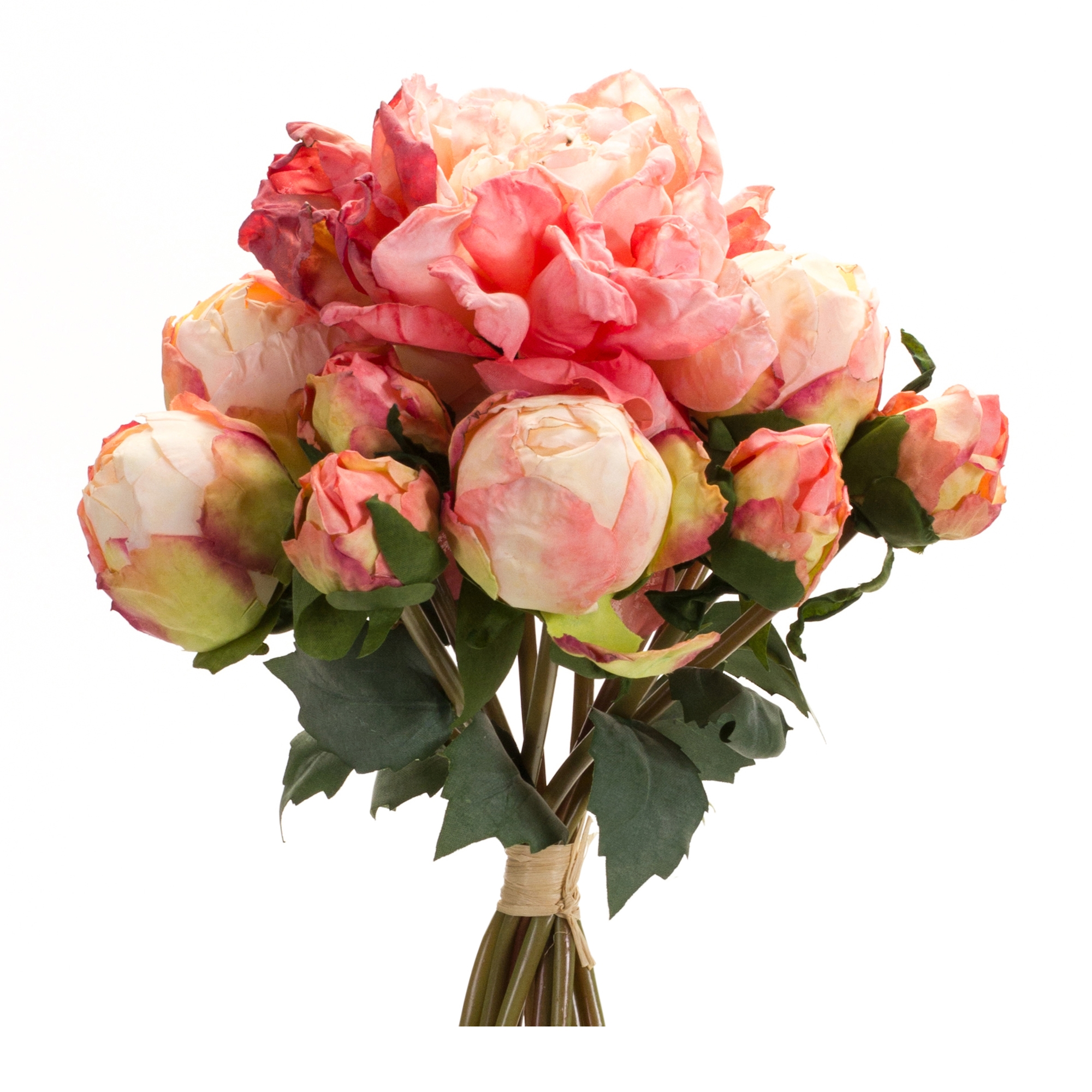 Coral Pink Peony Flower Bouquet Bundle (Set of 6) - Image 2