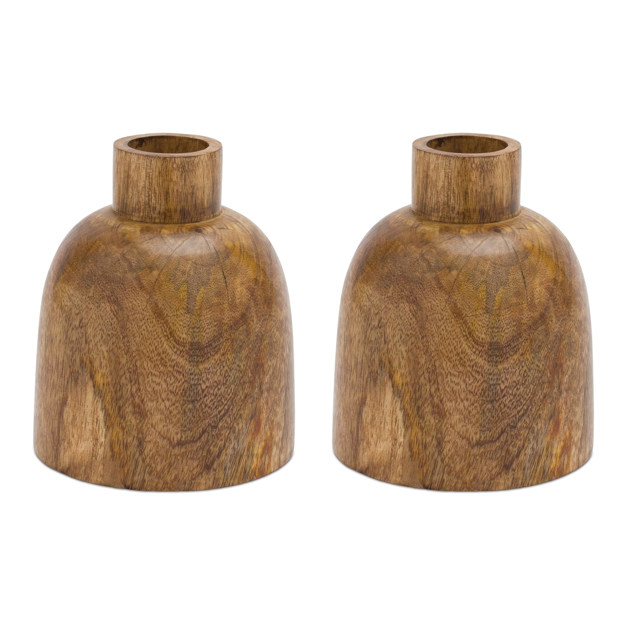 Mango Wood Bottle Vase (Set of 2) - Image 2