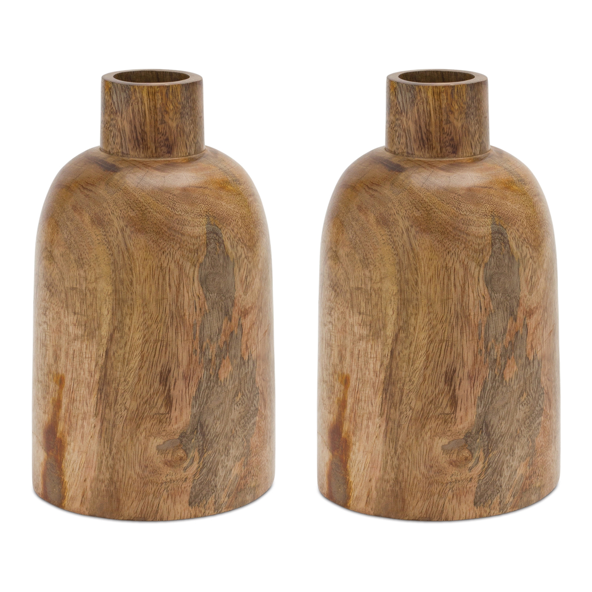 Mango Wood Bottle Vase (Set of 2) - Image 2