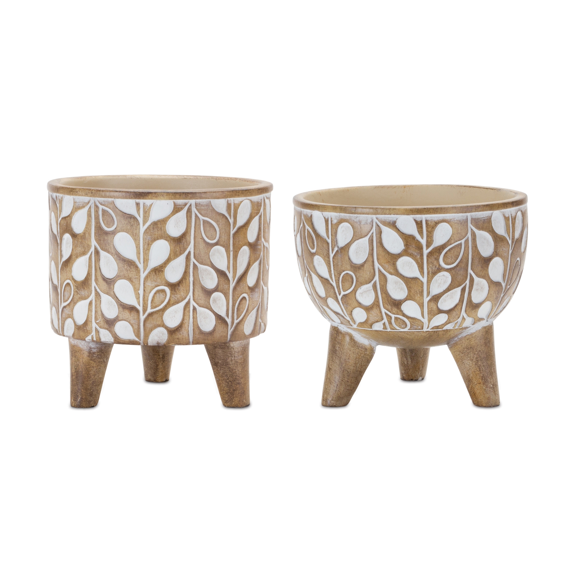 Leaf Print Planter with Legs (Set of 2)