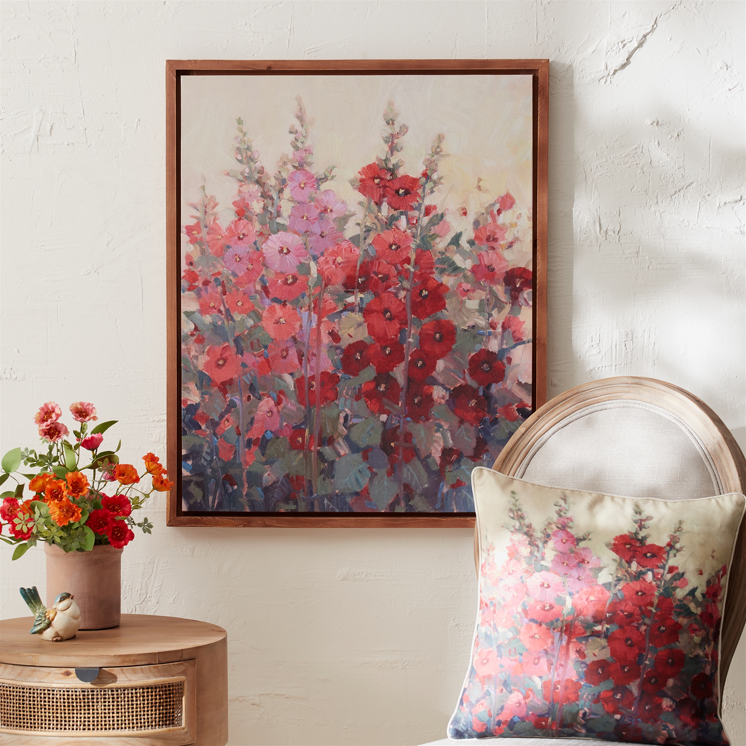 Framed Hollyhock Floral Canvas Art 29"H - Image 2