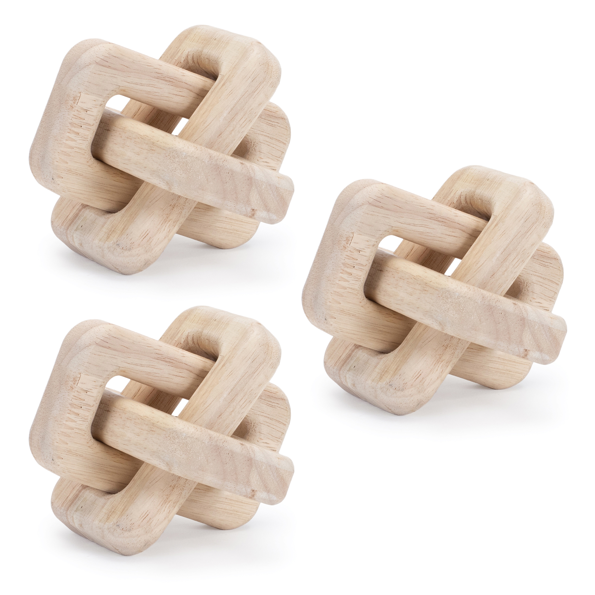 Oak Wood Square Link Decor (Set of 3) - Image 4