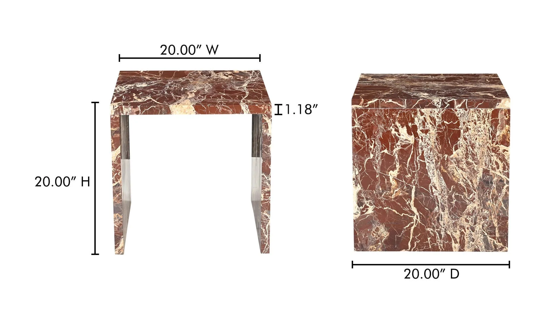 Rosa Accent Table Rosso Levanto Marble - Image 6