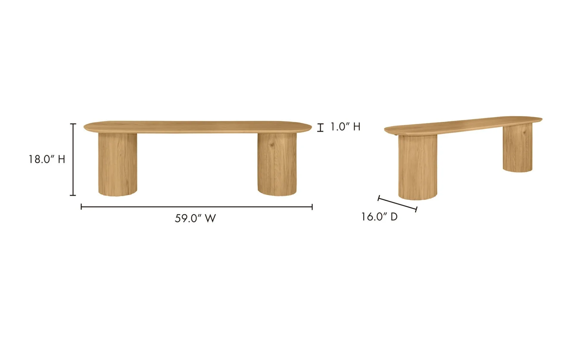 Povera Dining Bench Natural Oak - Image 6