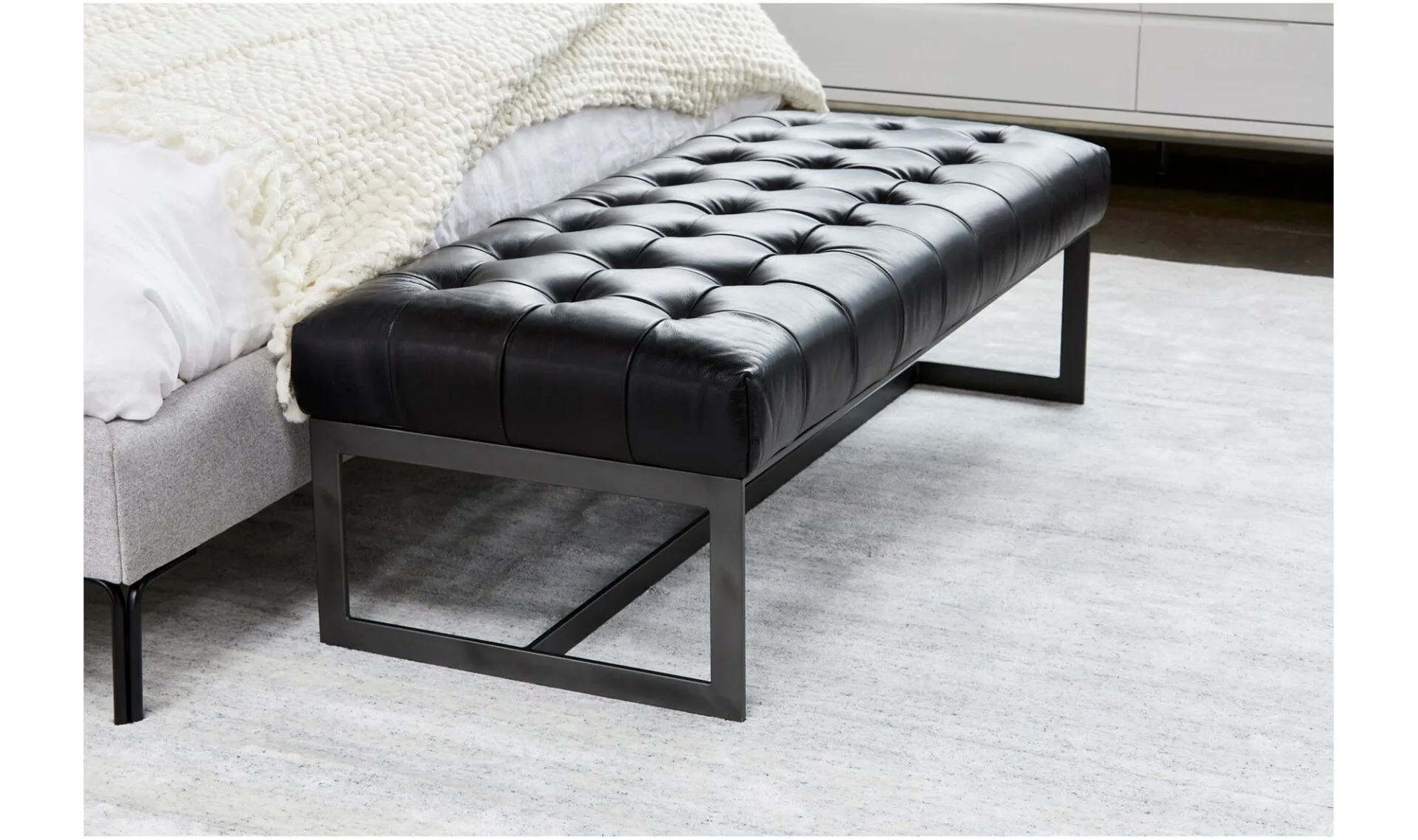 Wyatt Leather Bench Black - Image 2