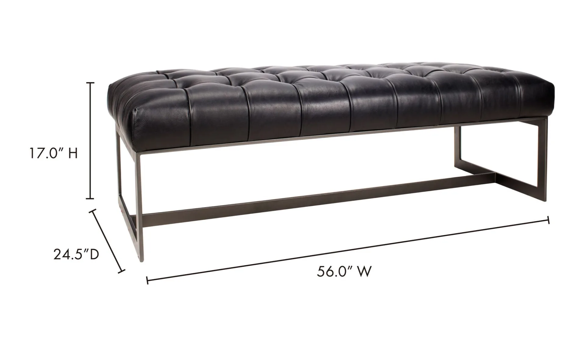 Wyatt Leather Bench Black - Image 5