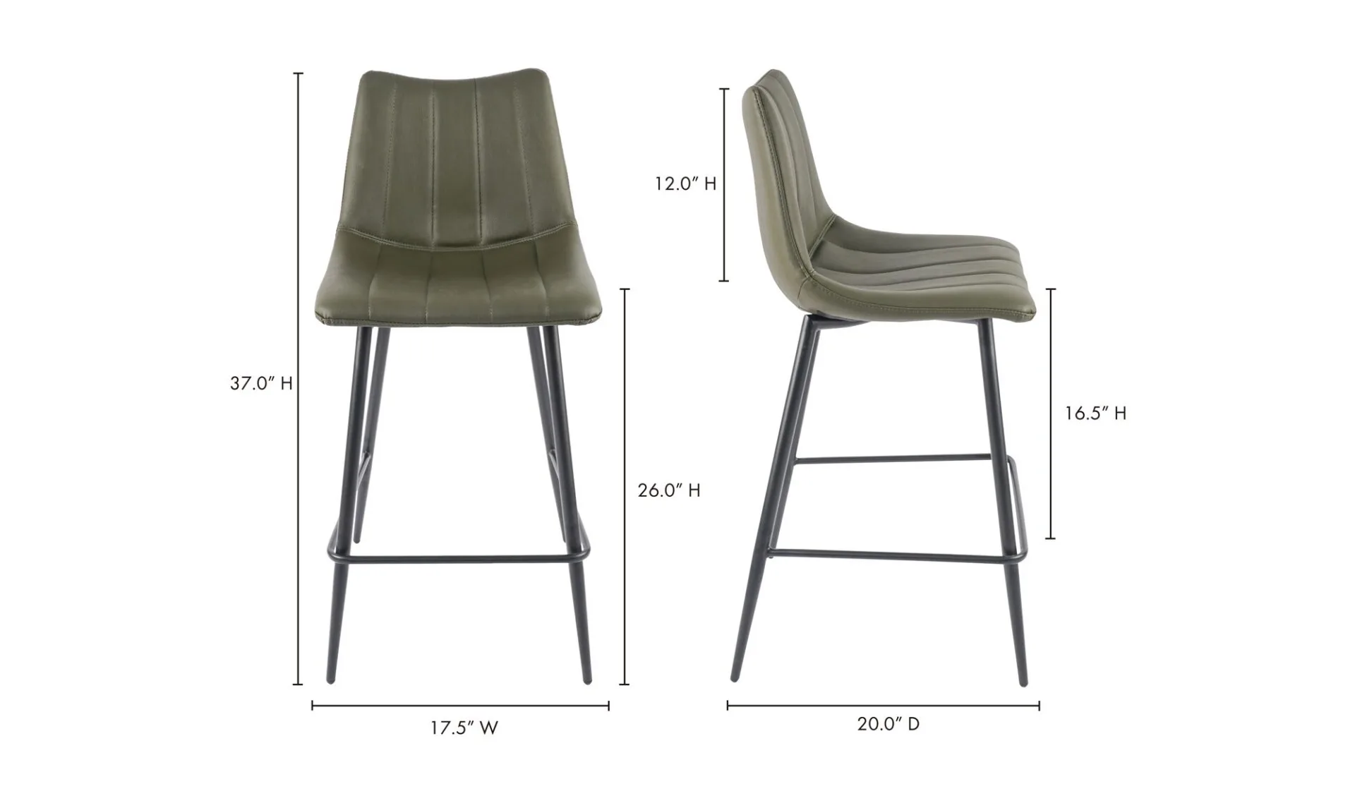 Alibi Counter Stool Dark Green - Set Of Two - Image 6