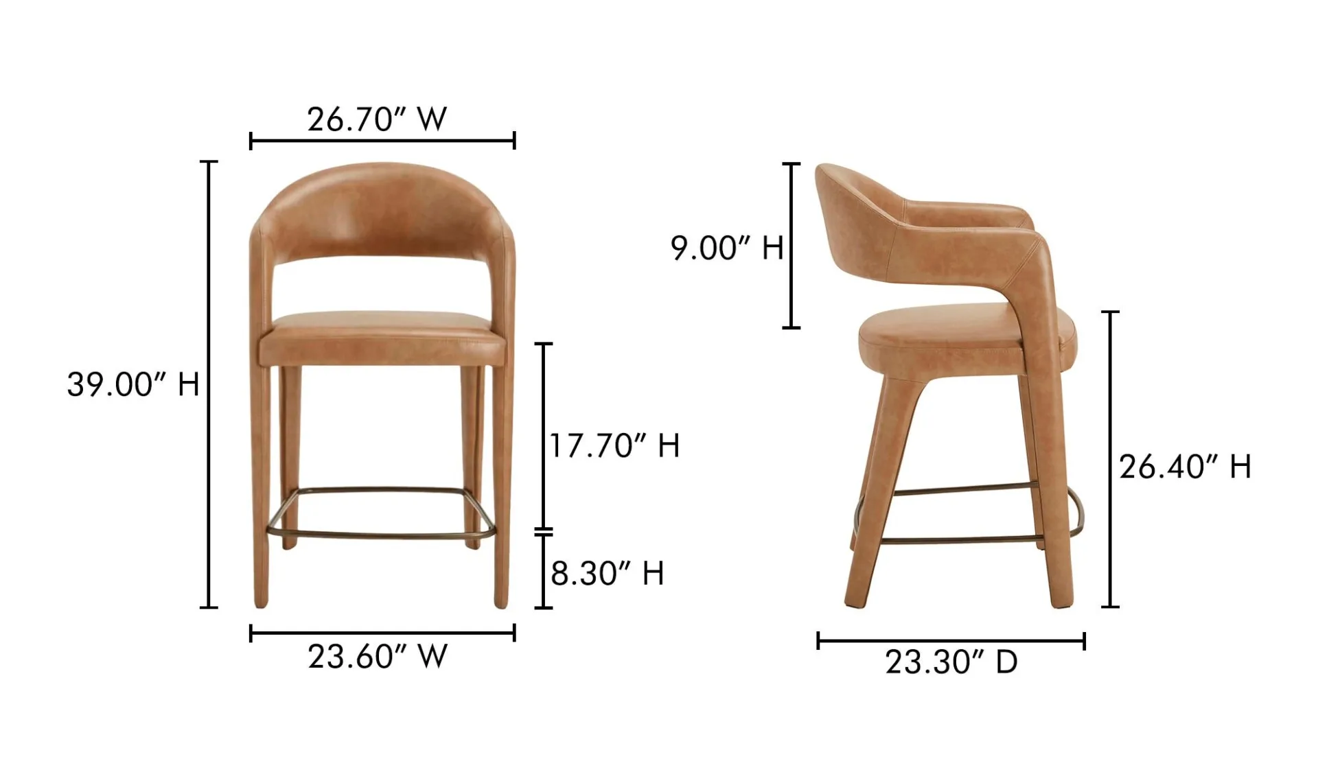 Martens Counter Stool Brown Leather - Image 6