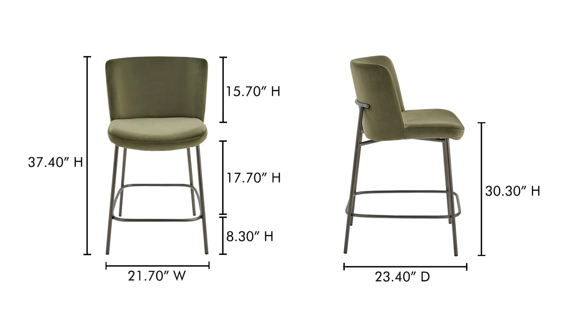 Early Counter Stool Faux Green Mohair - Image 6
