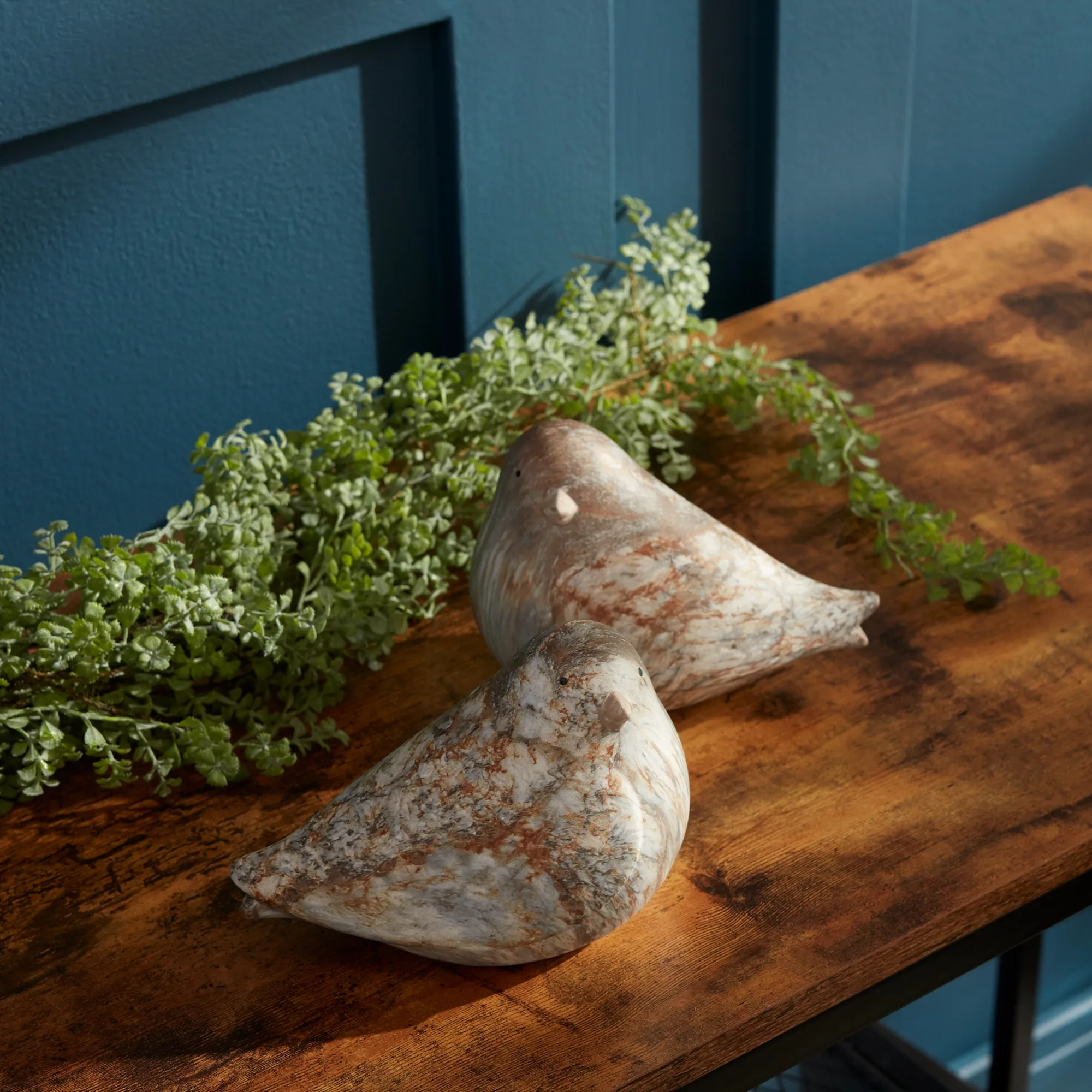 Terra Cotta Bird with Marble Design (Set of 2) - Image 2