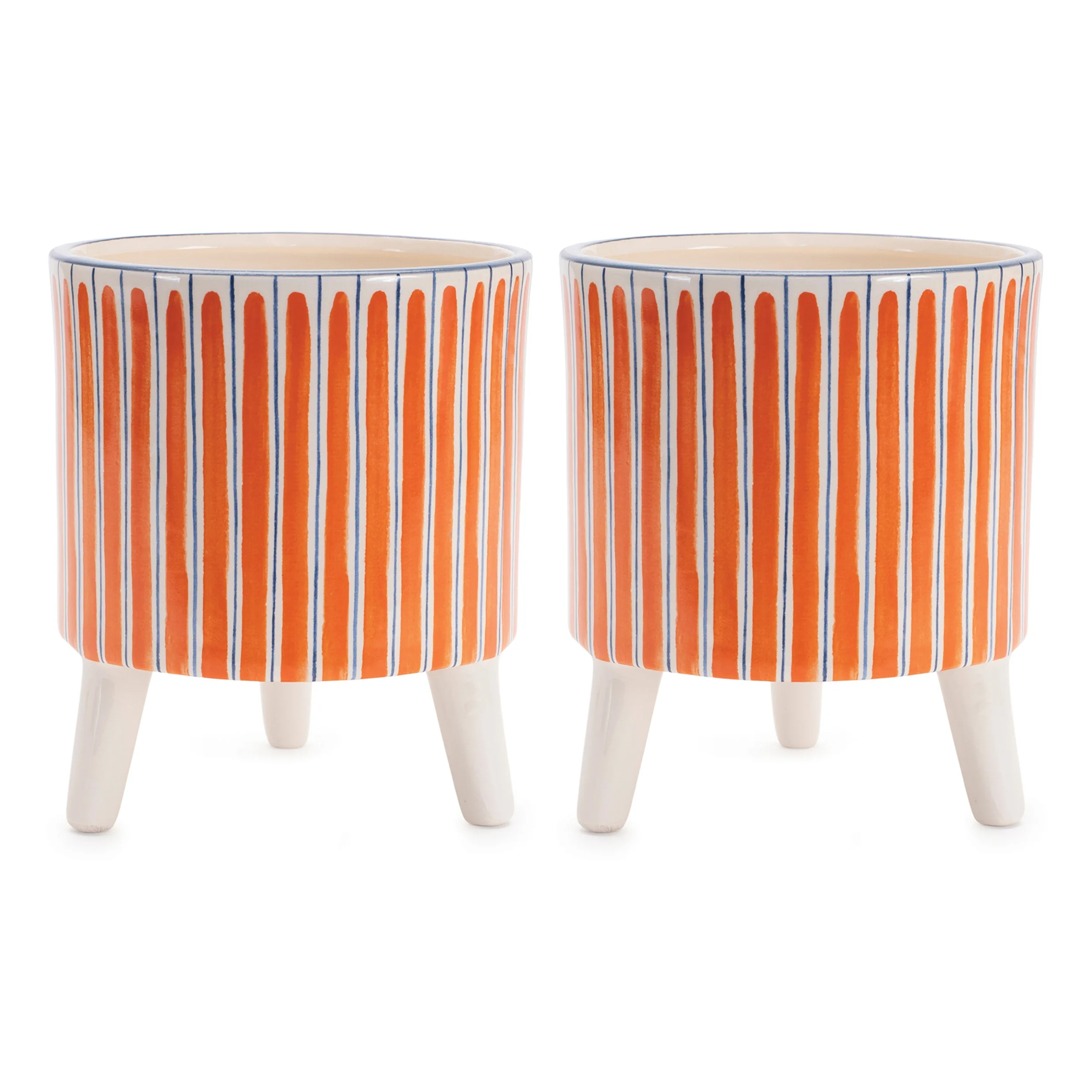 Footed Stripe Planter (Set of 2) - Image 2