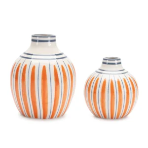 Multi-Striped Stone Vase (Set of 2)