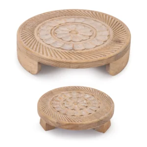 Mandala Wood Riser Tray (Set of 2)