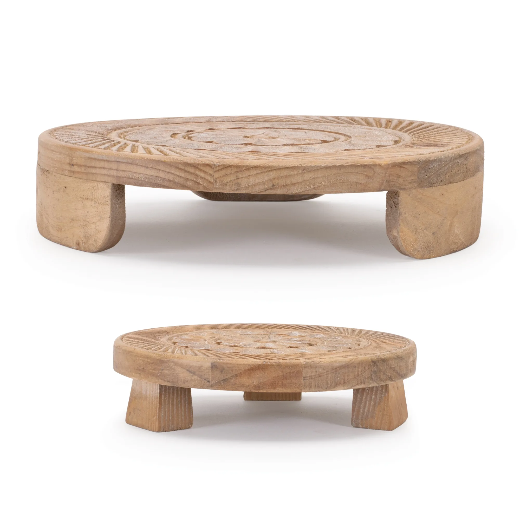 Mandala Wood Riser Tray (Set of 2) - Image 2
